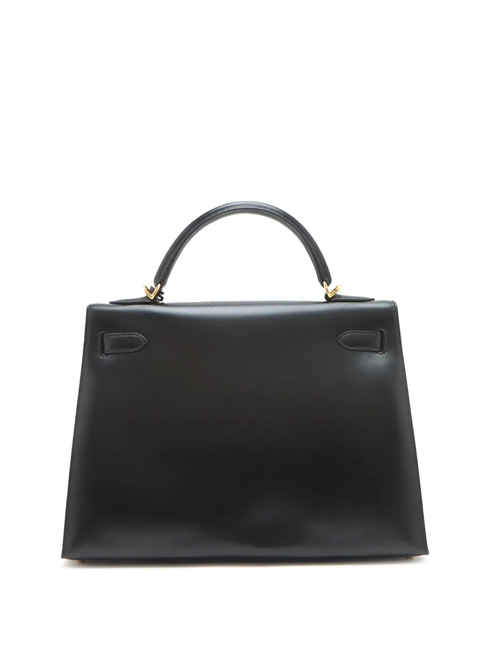 Pre-owned Hermes 2006 Box Calf Kelly Ii Sellier 32 Satchel In Black
