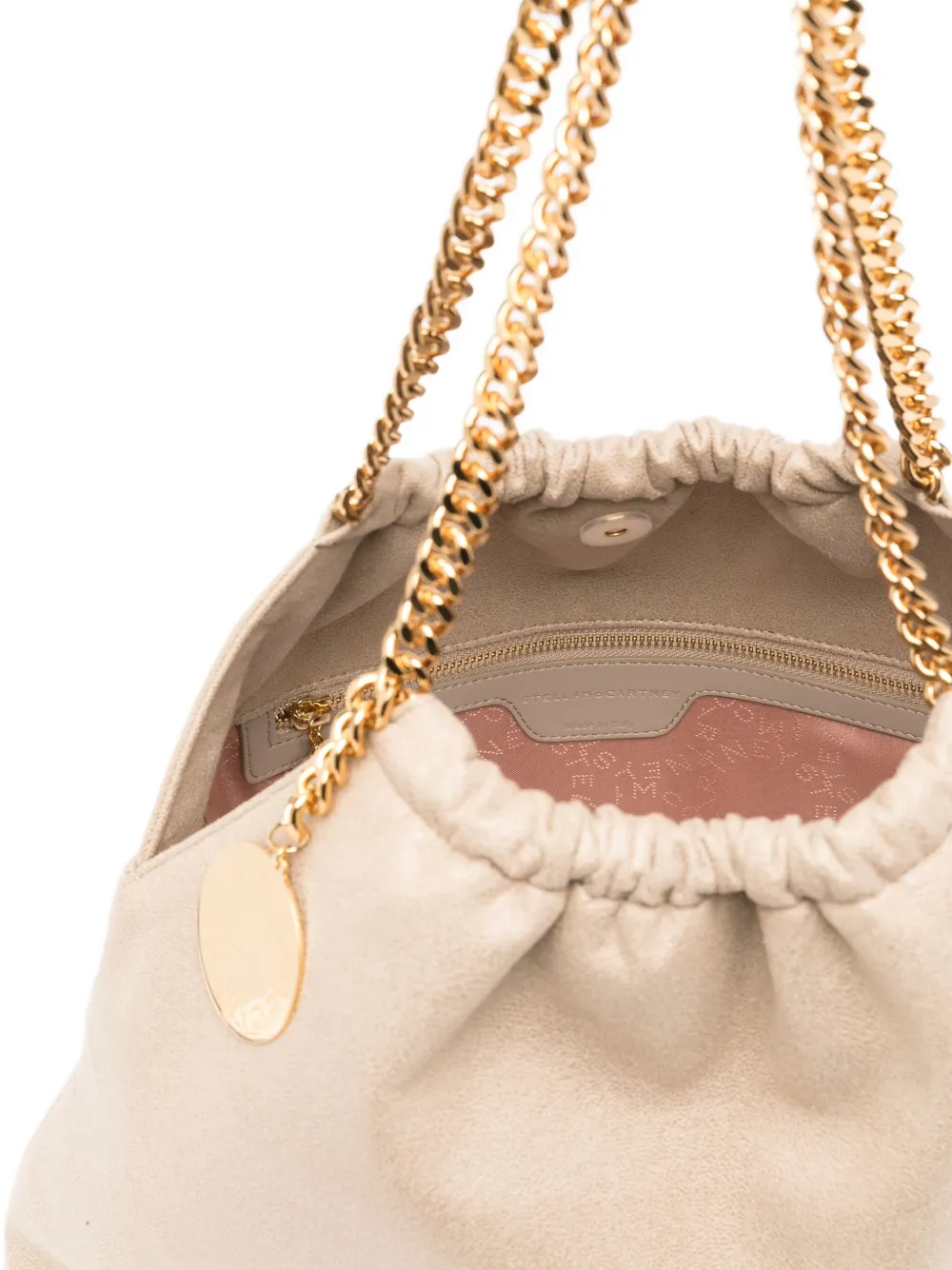 Stella McCartney Medium Falabella schoudertas met ketting Beige