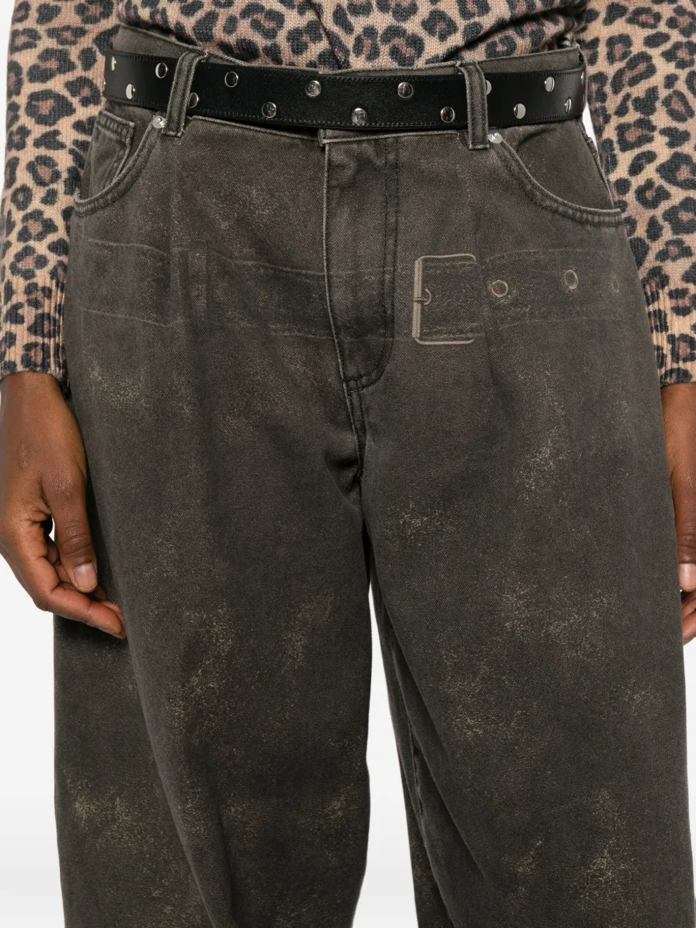 Nine In The Morning Molly Pleated Jeans In Gray