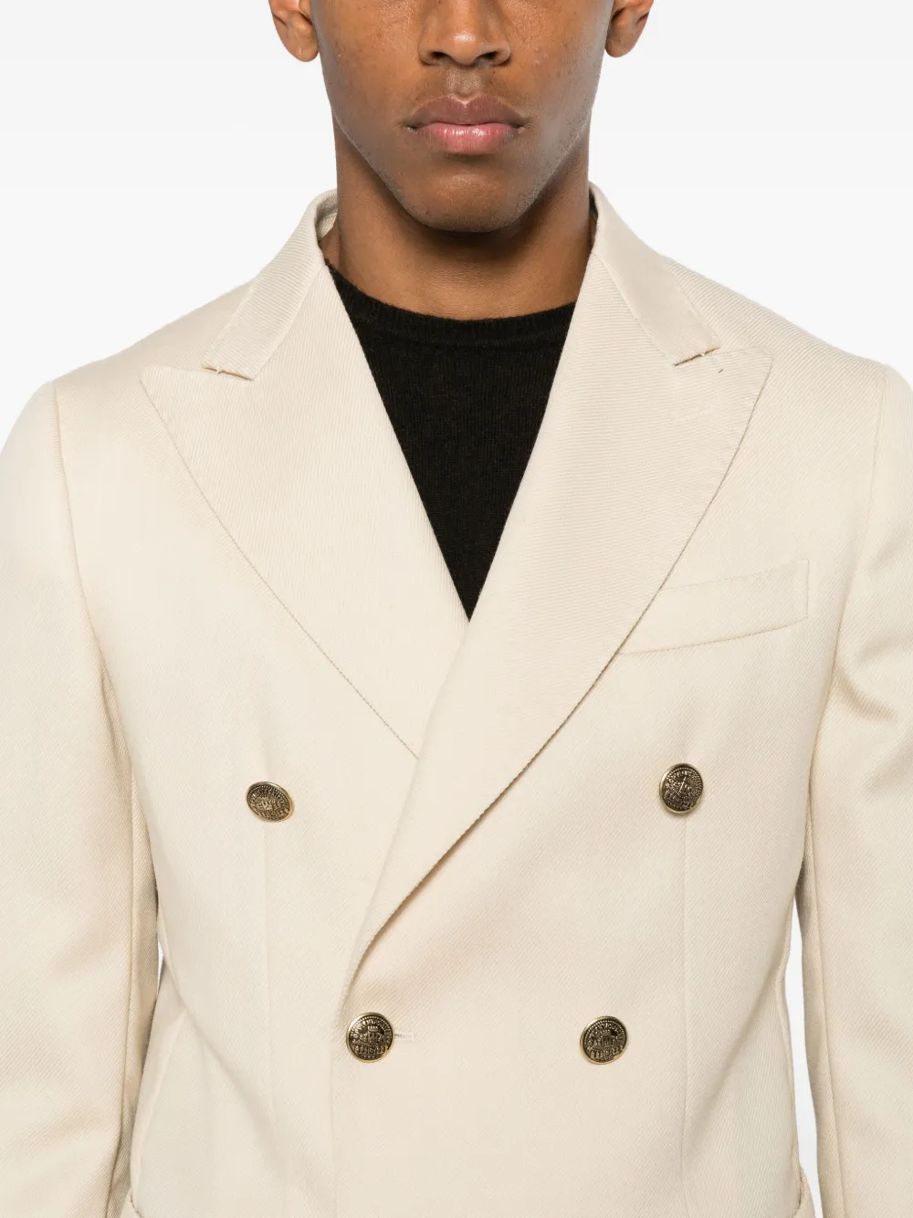 Santaniello Double-breasted Pocket Jacket In Neutral