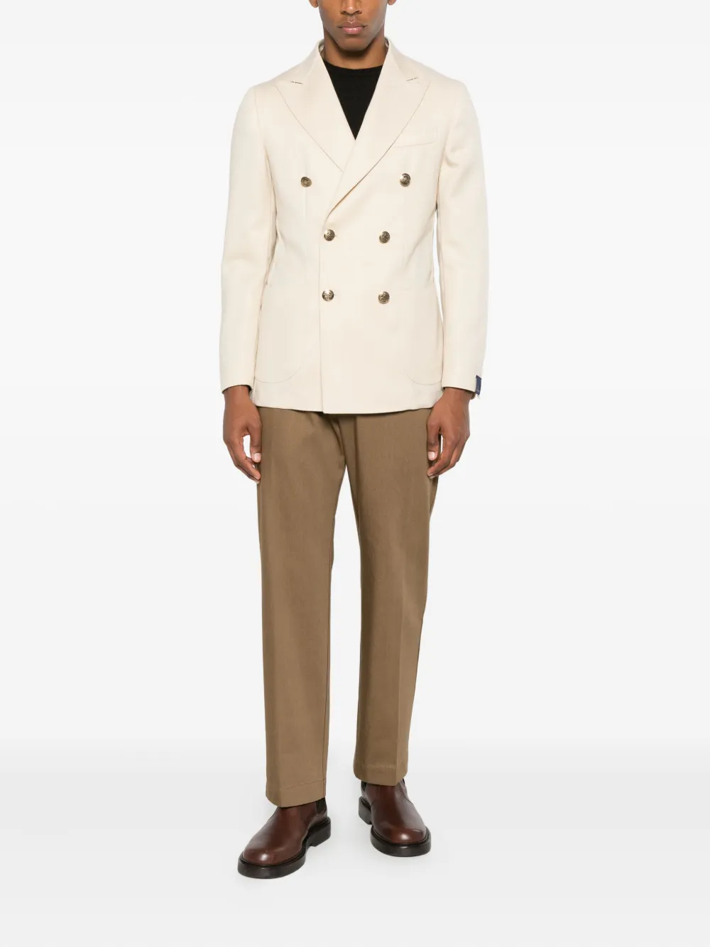 Santaniello Double-breasted Pocket Jacket In Neutral