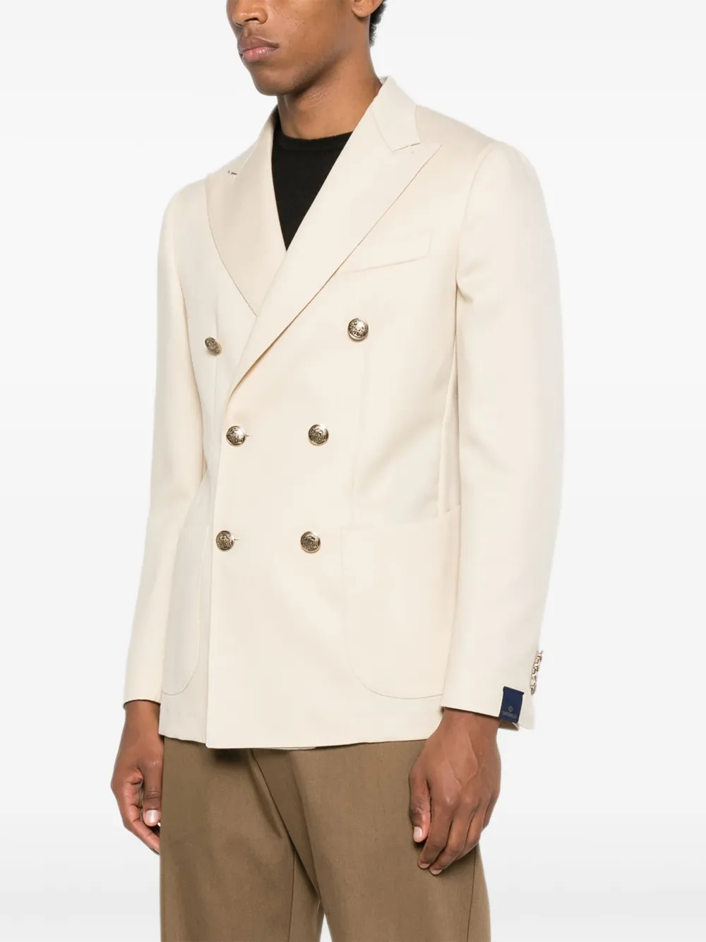 Santaniello Double-breasted Pocket Jacket In Neutral