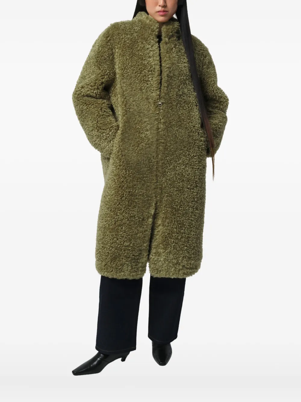 Apparis Jude Bouclette Coat In Green