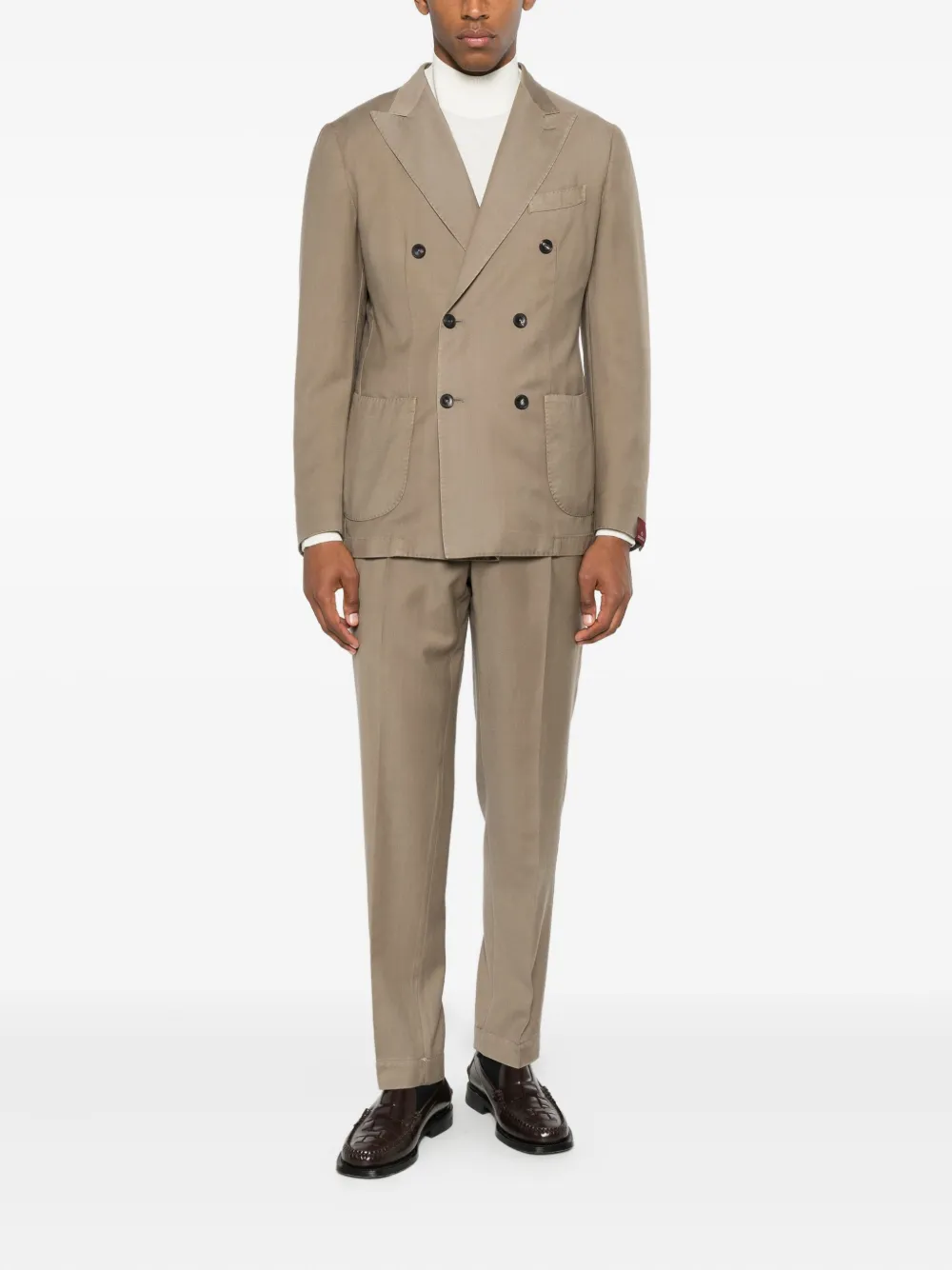 Santaniello Double-breasted Suit In Brown