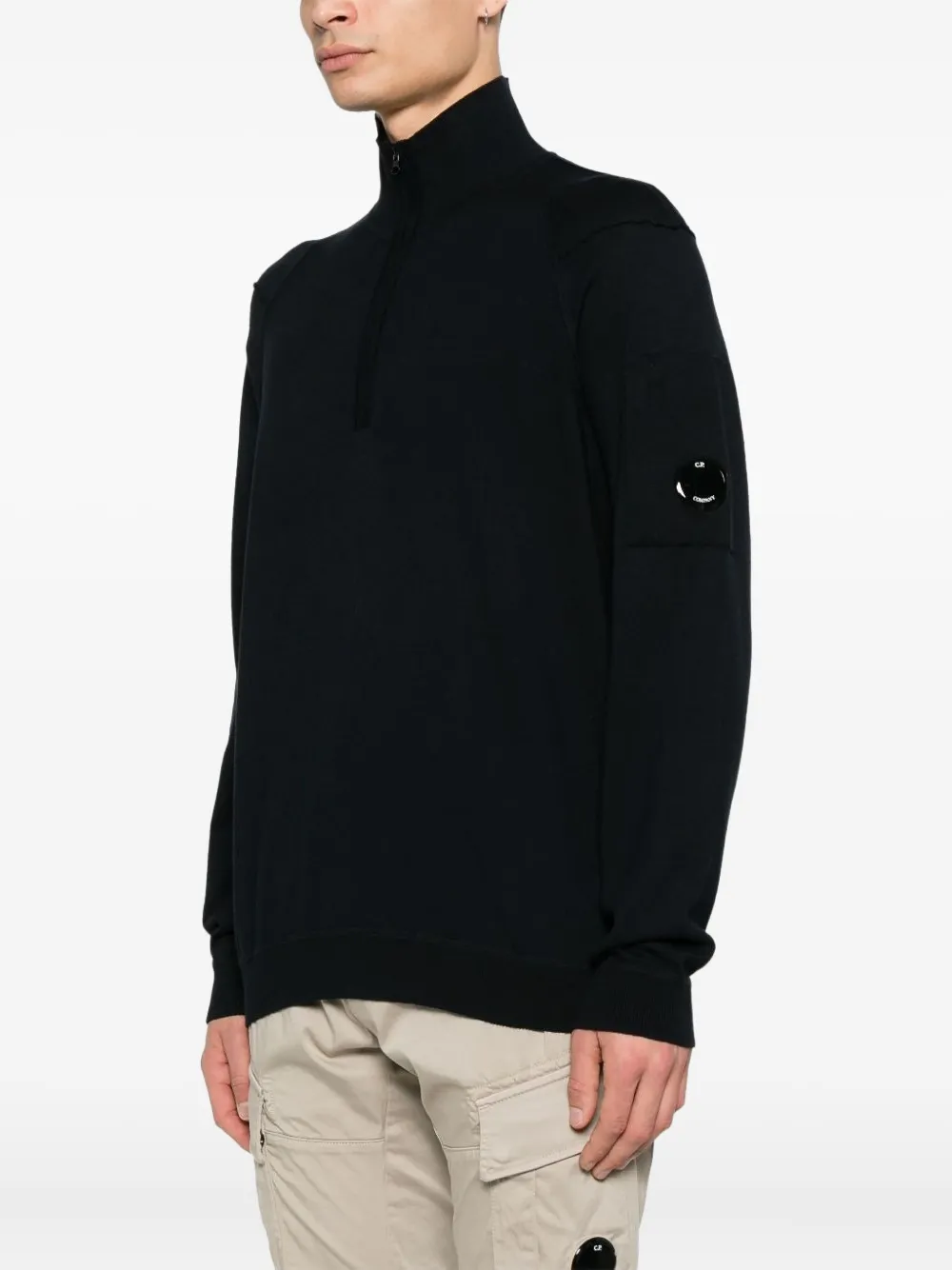 C.p. Company C.p.company Sea Islandhalf Zip Lens Knit In Black