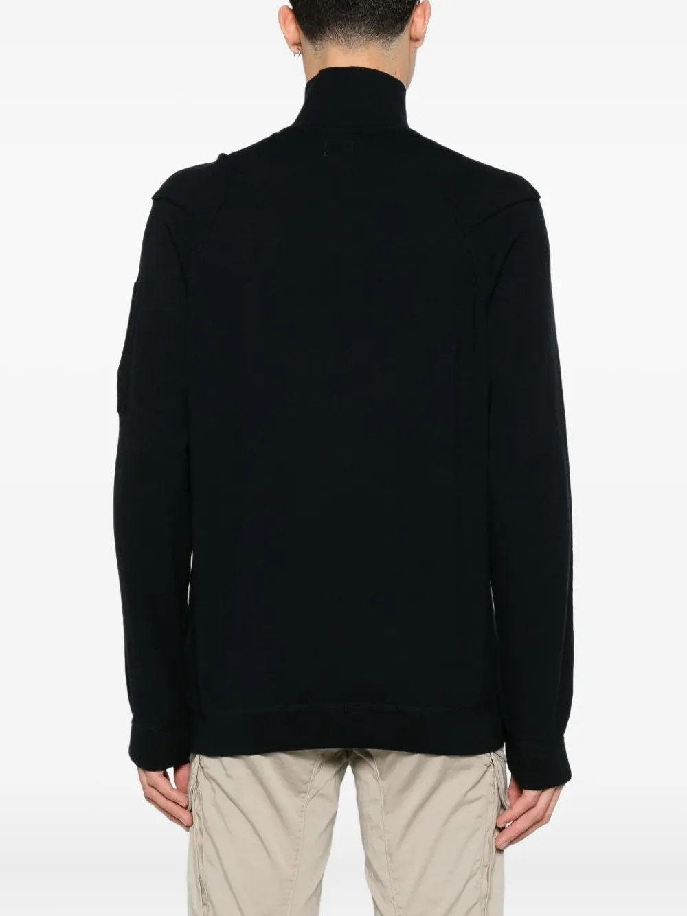 C.p. Company C.p.company Sea Islandhalf Zip Lens Knit In Black