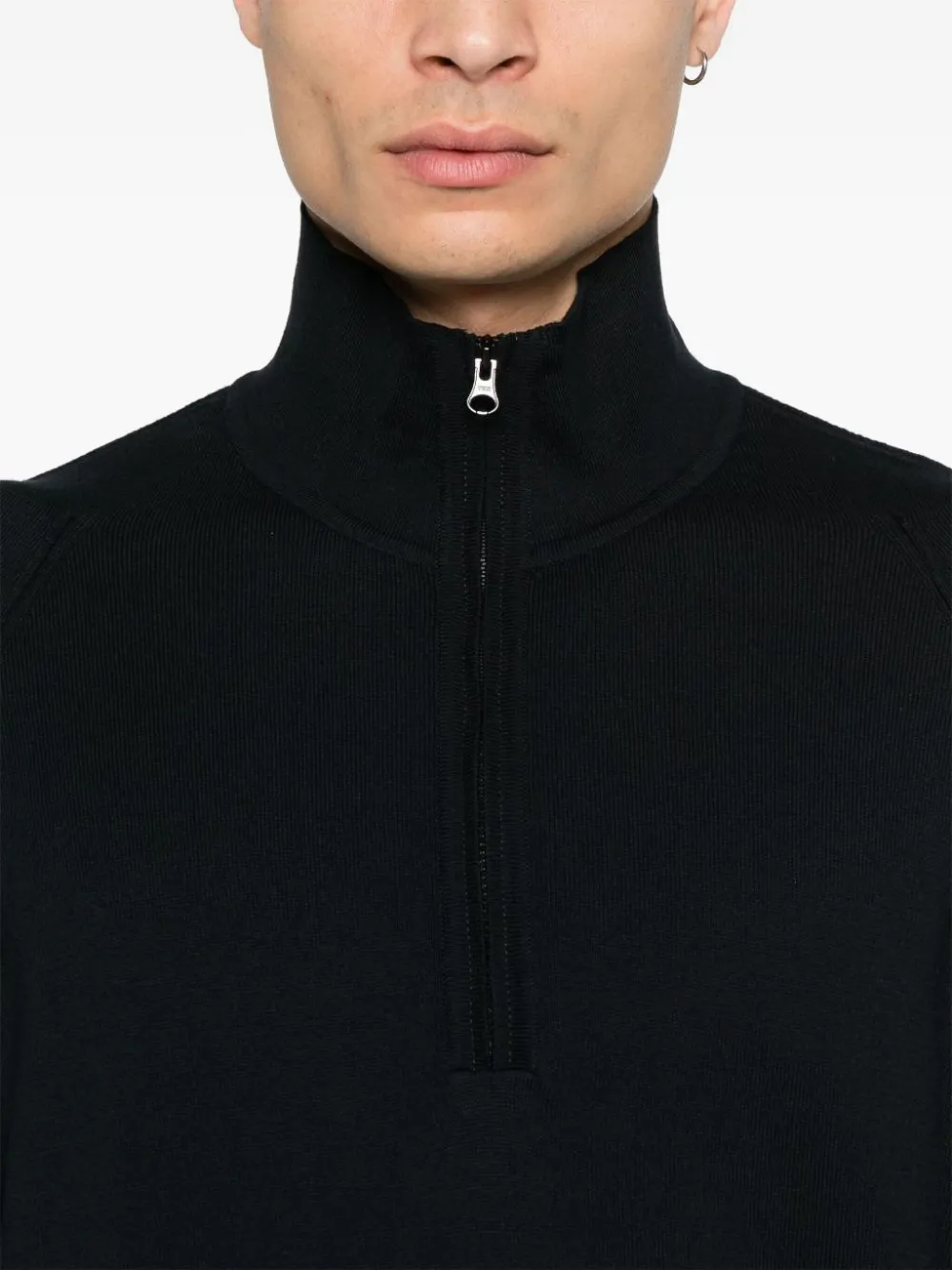 C.p. Company C.p.company Sea Islandhalf Zip Lens Knit In Black
