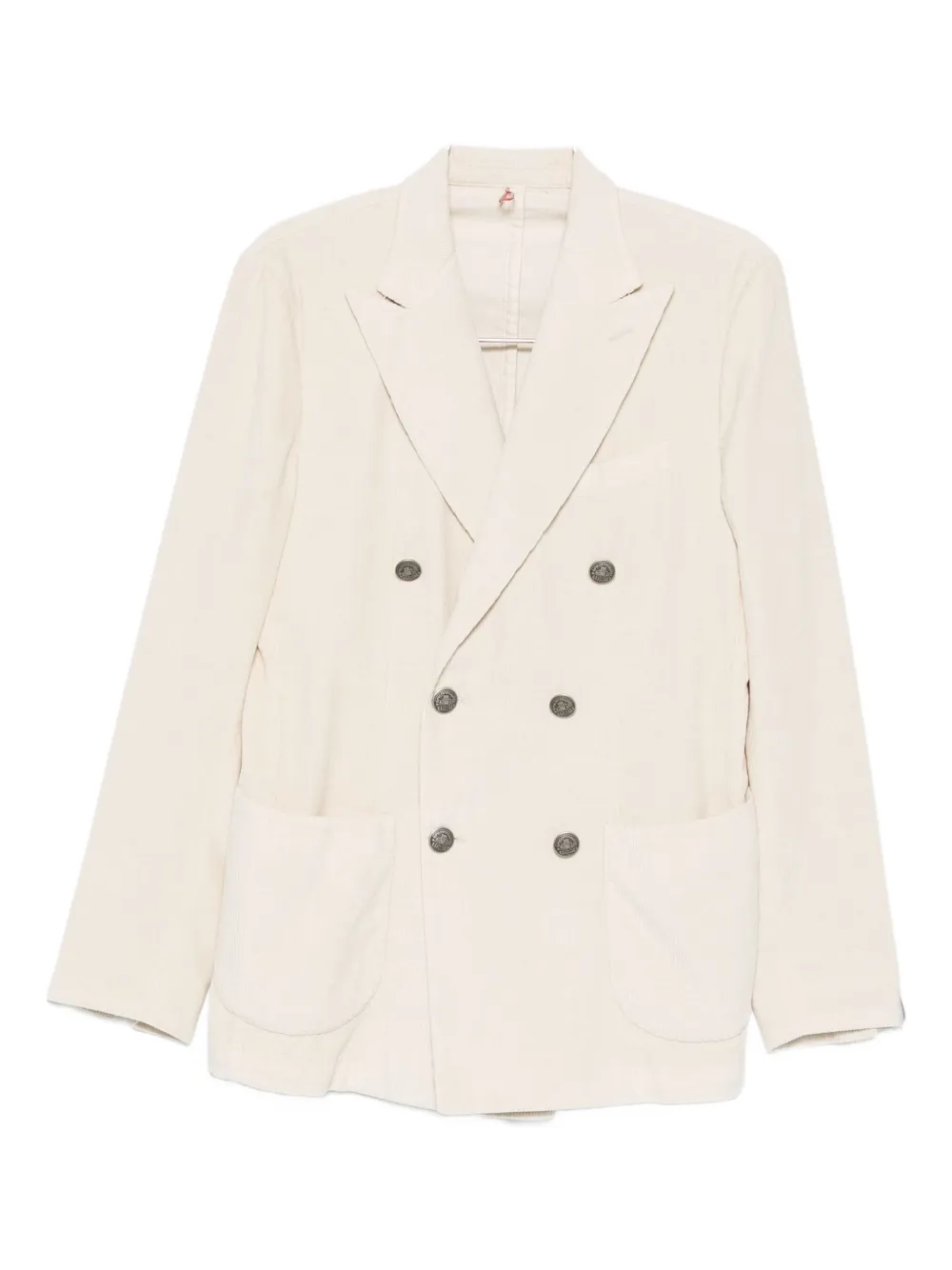 Santaniello Double-breasted Corduroy Blazer In Neutral