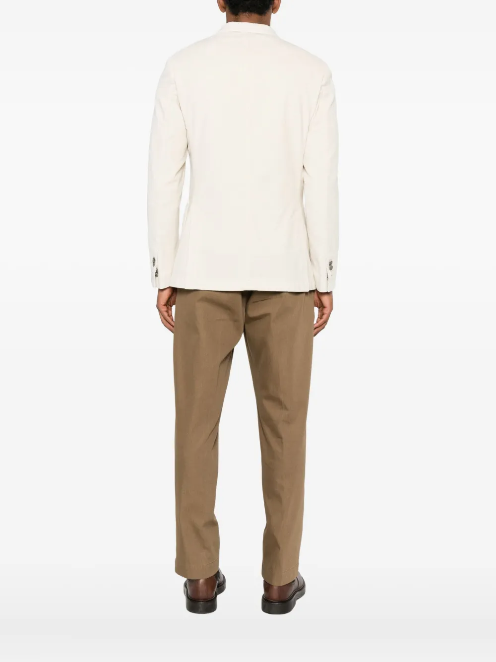 Santaniello Double-breasted Corduroy Blazer In Neutral