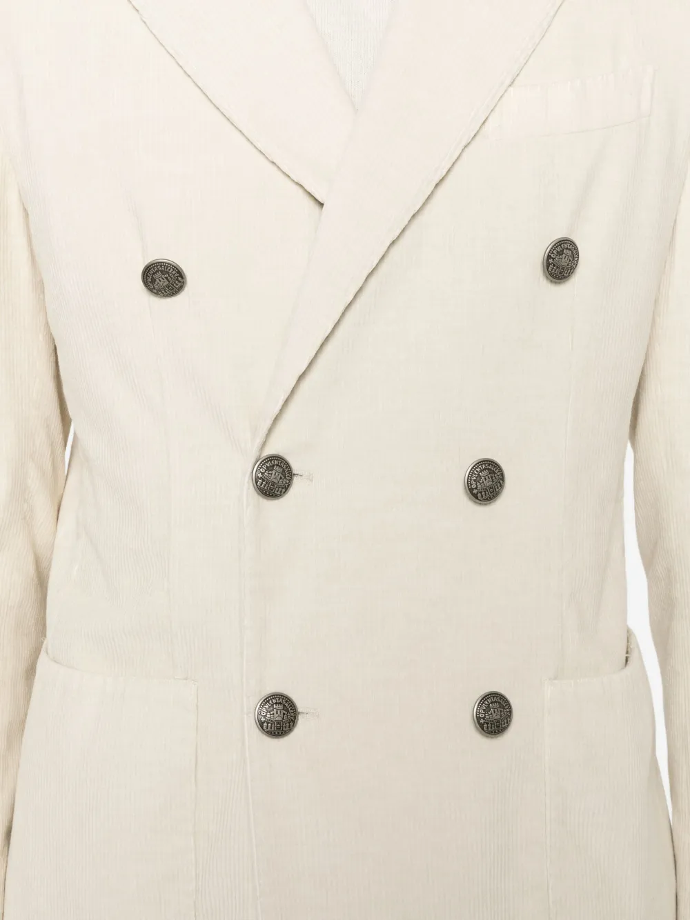 Santaniello Double-breasted Corduroy Blazer In Neutral
