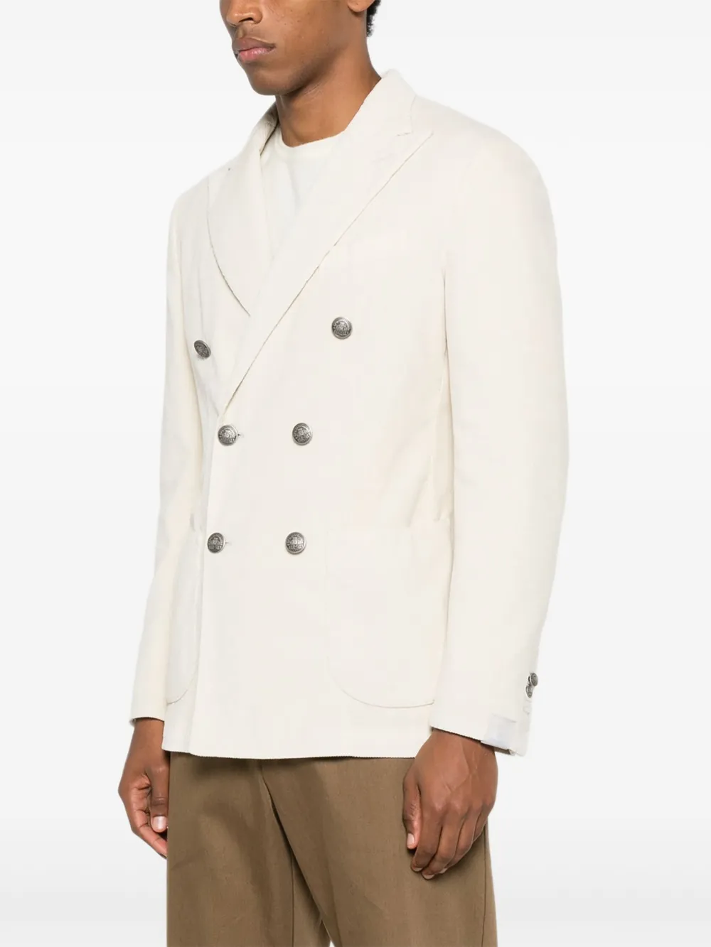 Santaniello Ribfluwelen blazer Beige