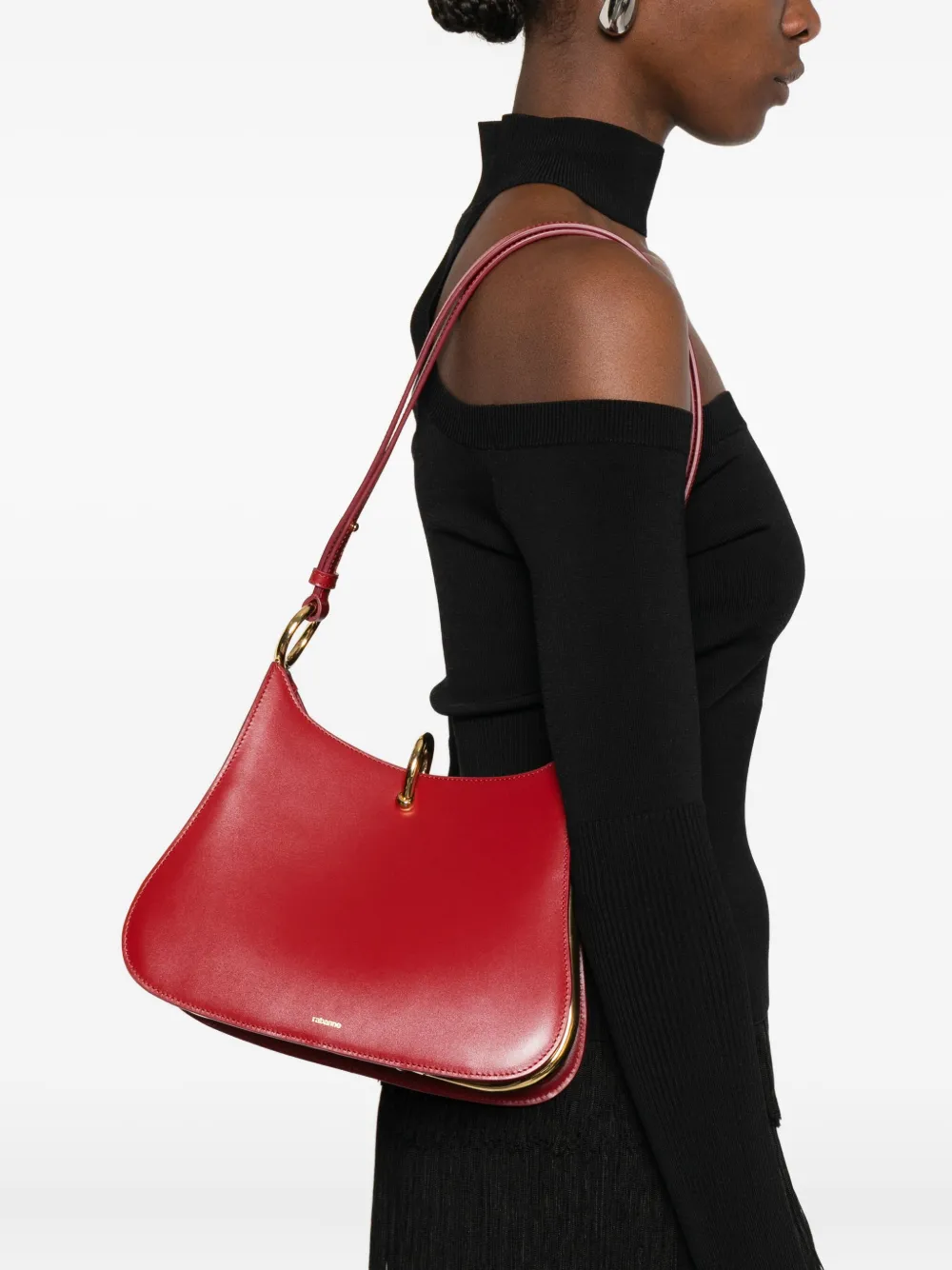 Rabanne Ring leather shoulder bag - Rood