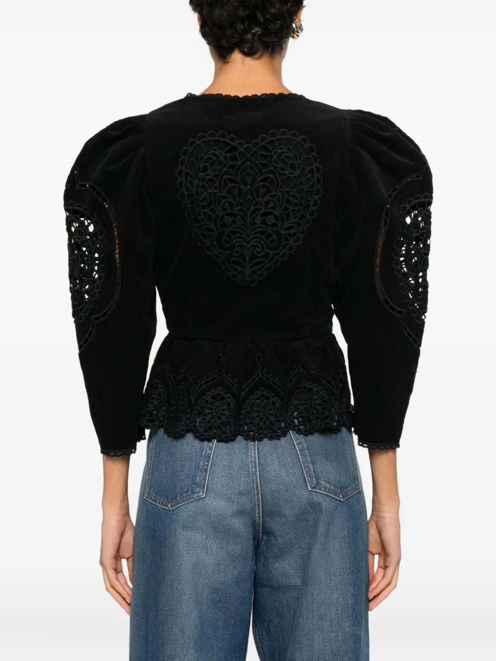 Farm Rio Corduroy Blouse In Black