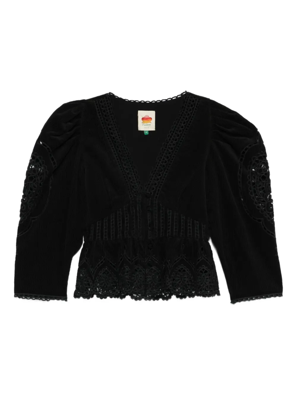 Farm Rio Corduroy Blouse In Black