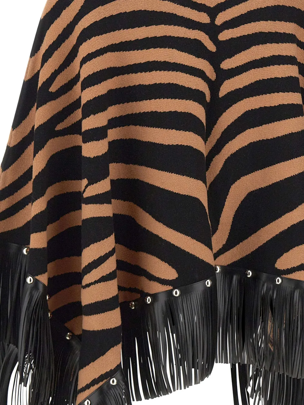 Liu •jo Zebra-jacquard Fringed Cape In Brown