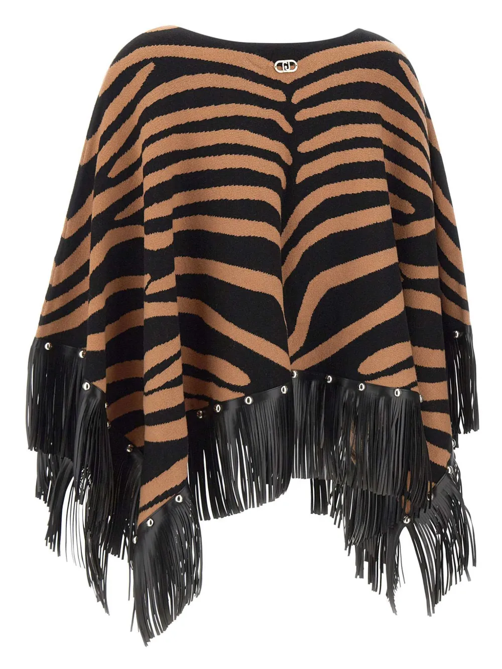 Liu •jo Zebra-jacquard Fringed Cape In Brown