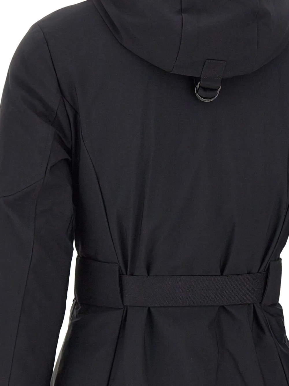 Moose Knuckles Jack met imitatiebont capuchon en ceintuur Zwart