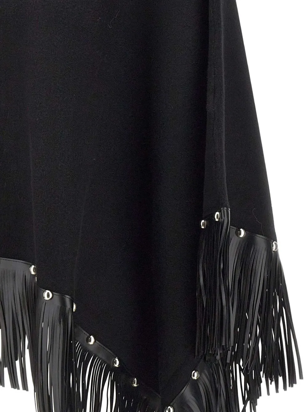 Liu •jo Studded Fringe-trim Cape In Black