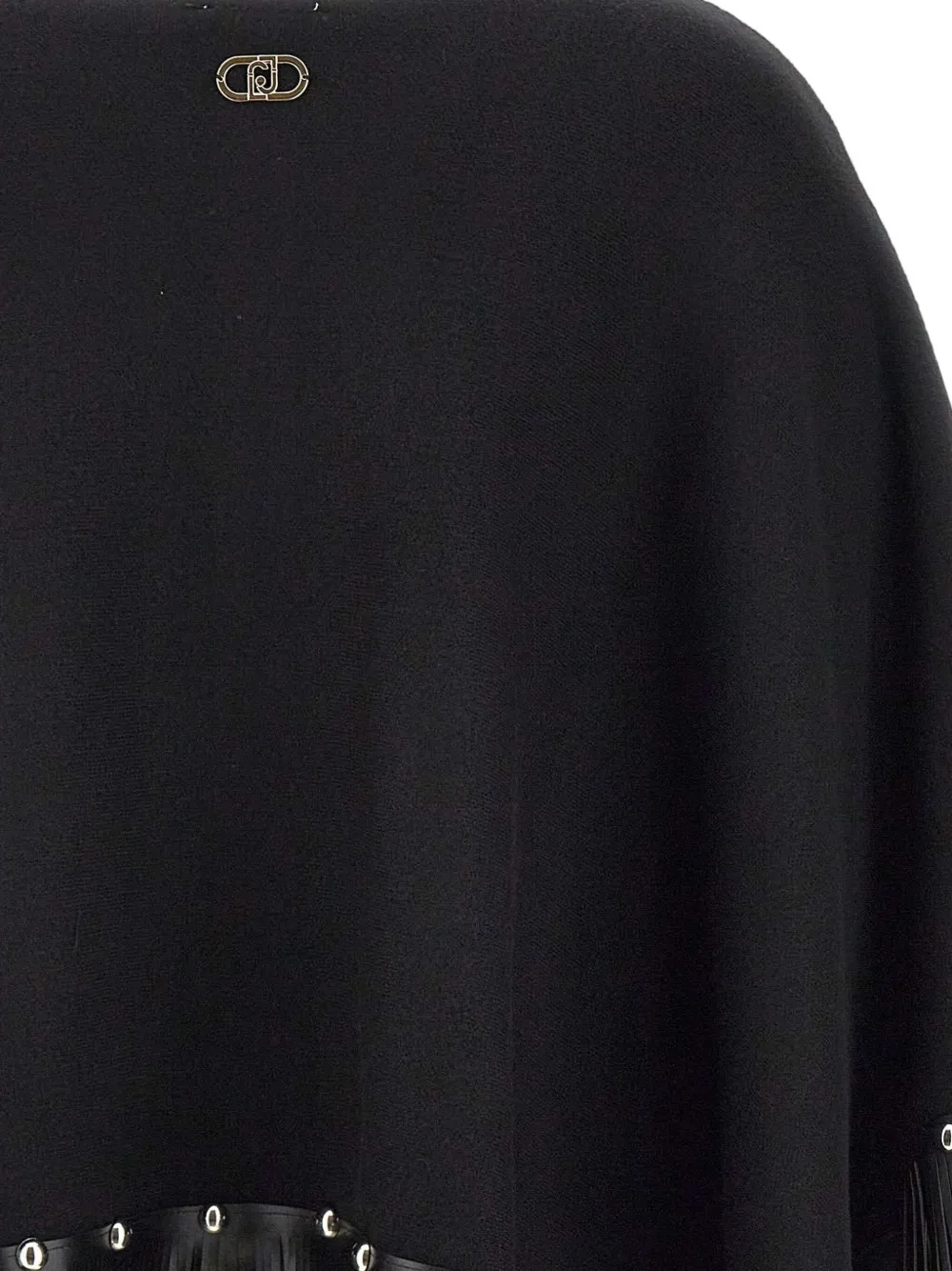 Liu •jo Studded Fringe-trim Cape In Black