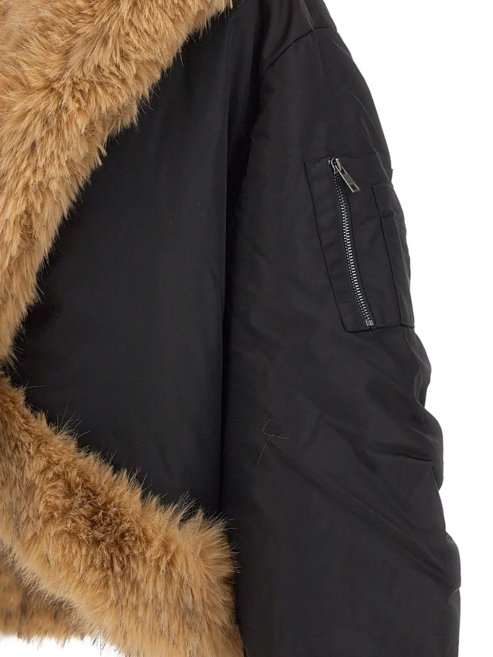 Rotate Birger Christensen Faux Fur Bomber Jacket In Black