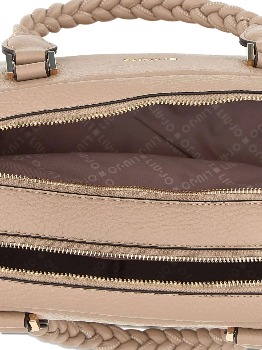 Liu •jo Braided-handle Zip Tote Bag In Brown