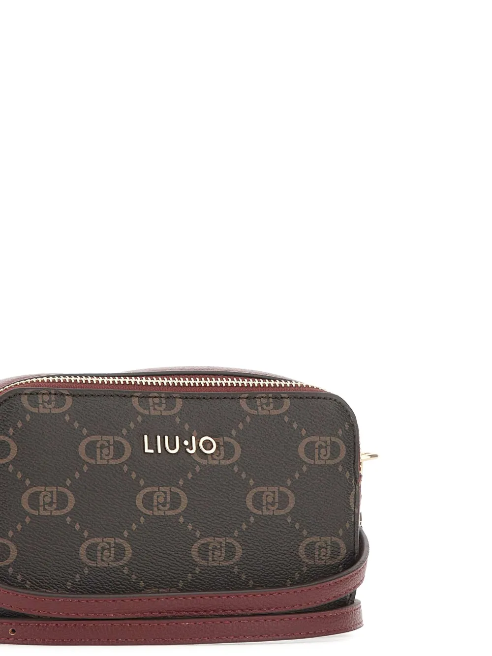 Liu •jo Monogram-patttern Zip Shoulder Bag In Brown