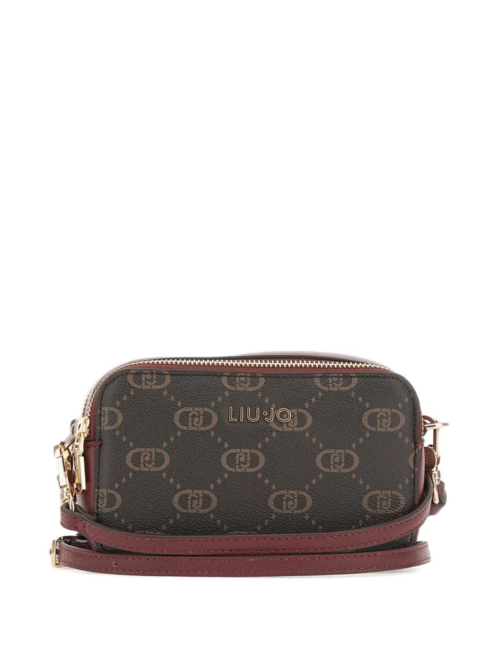 Liu •jo Monogram-patttern Zip Shoulder Bag In Brown