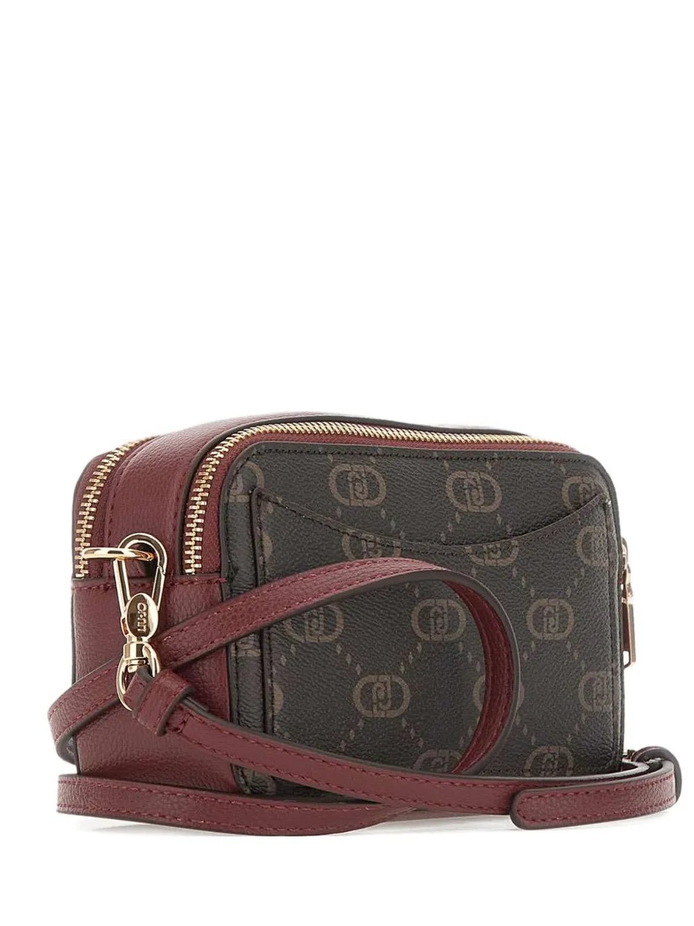 Liu •jo Monogram-patttern Zip Shoulder Bag In Brown