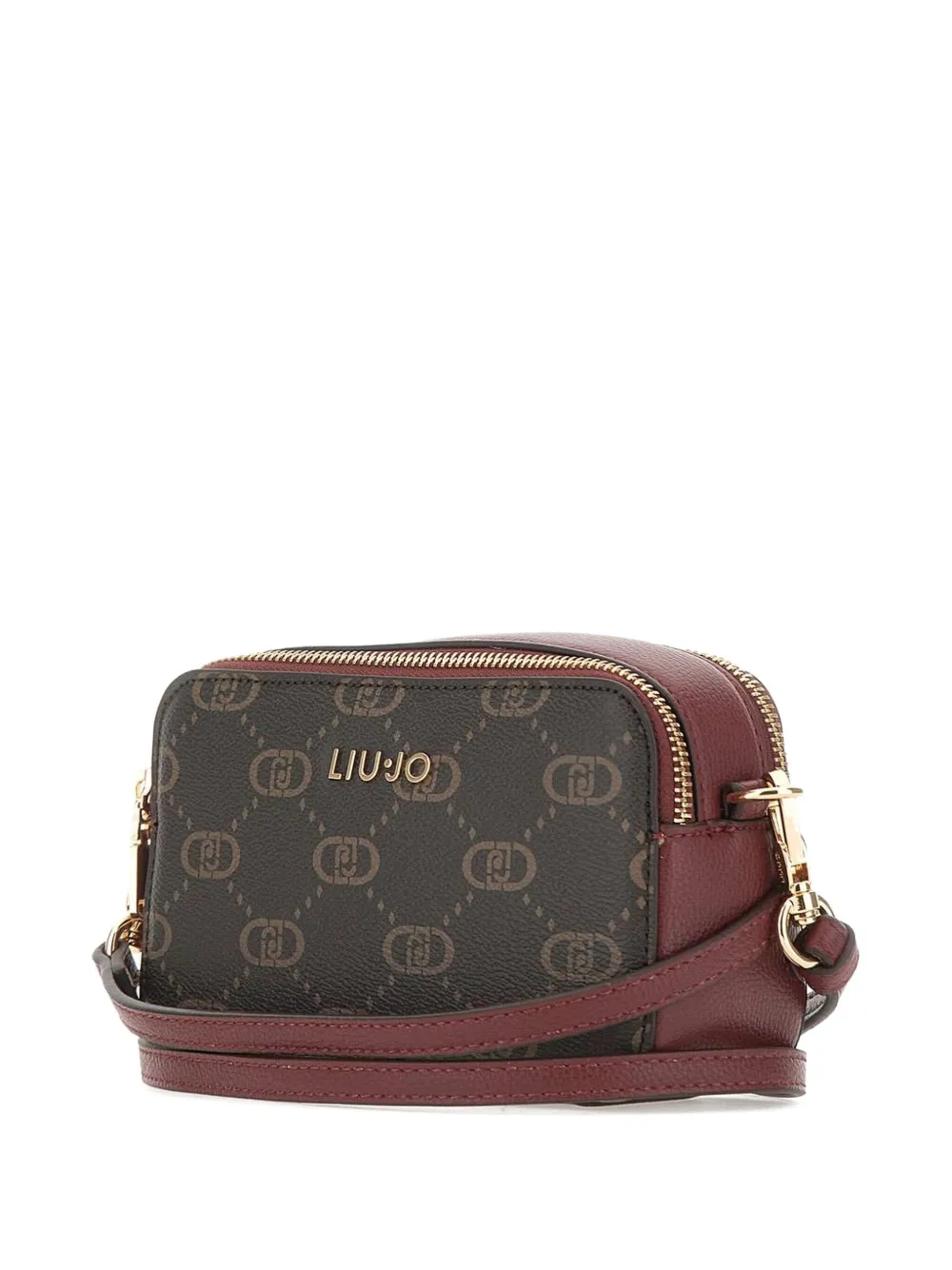 Liu •jo Monogram-patttern Zip Shoulder Bag In Brown