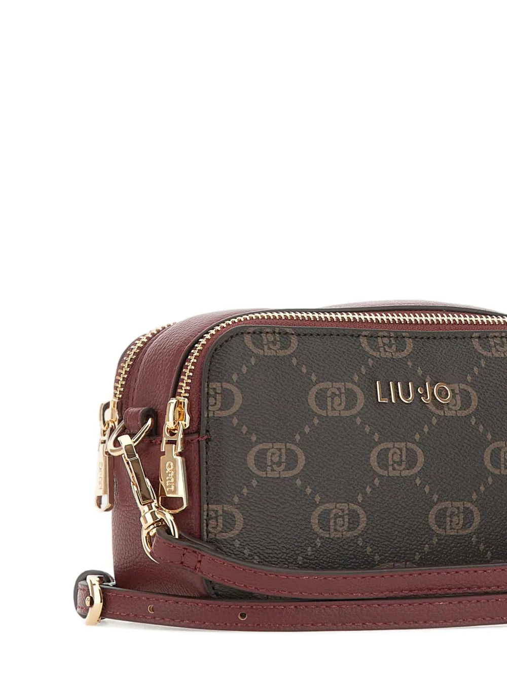 Liu •jo Monogram-patttern Zip Shoulder Bag In Brown