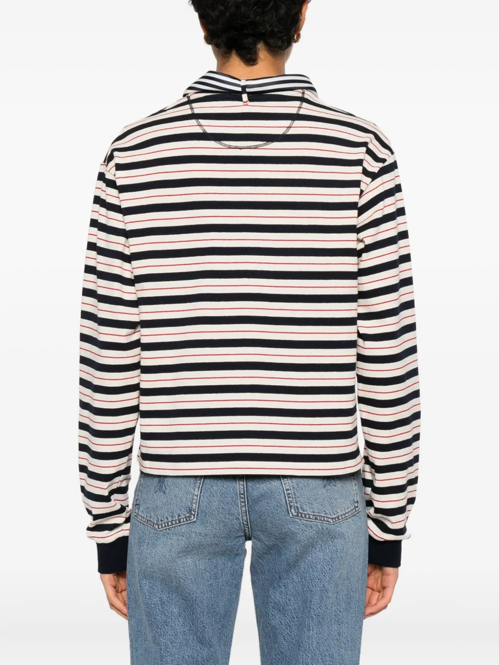 Pinko Eclair Striped Neck-tie Top In Blue