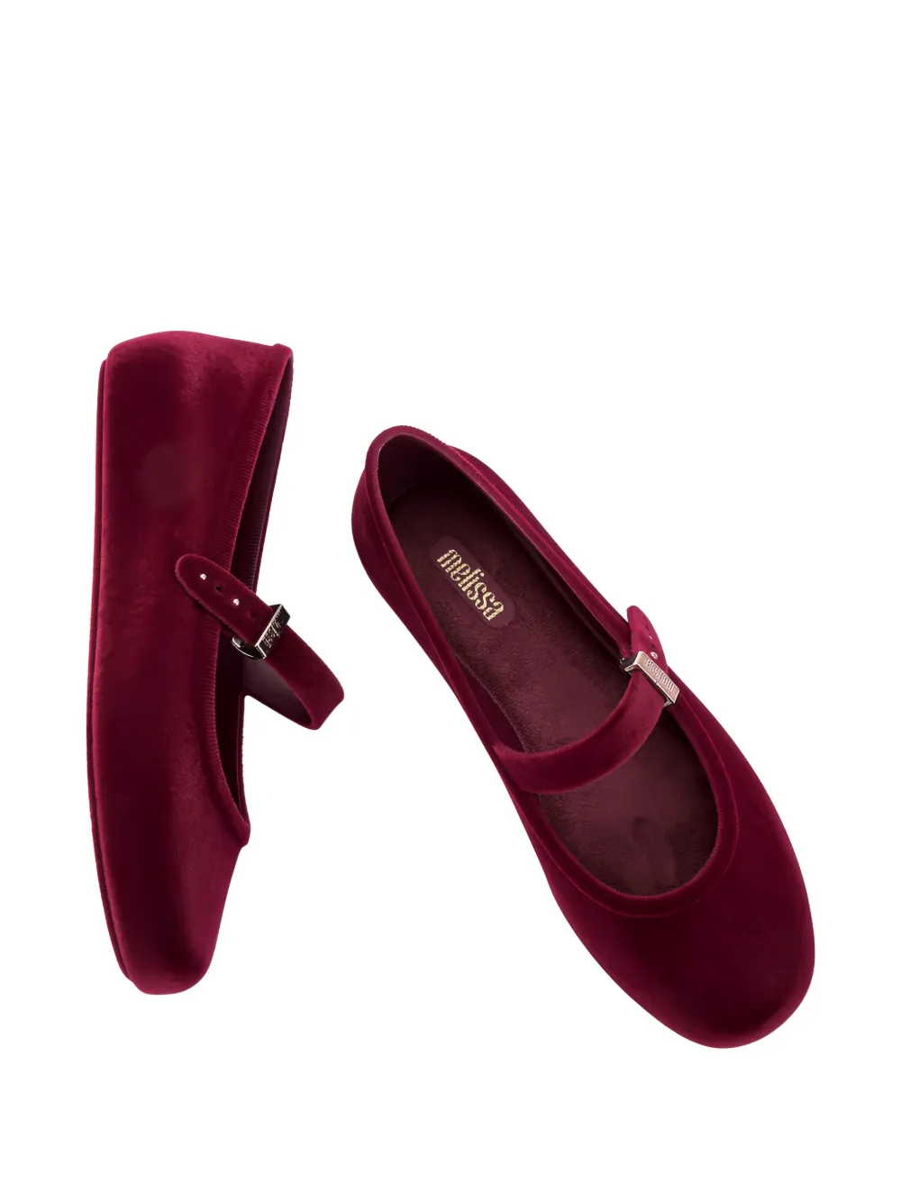 Melissa Velvet Ballerinas In Red