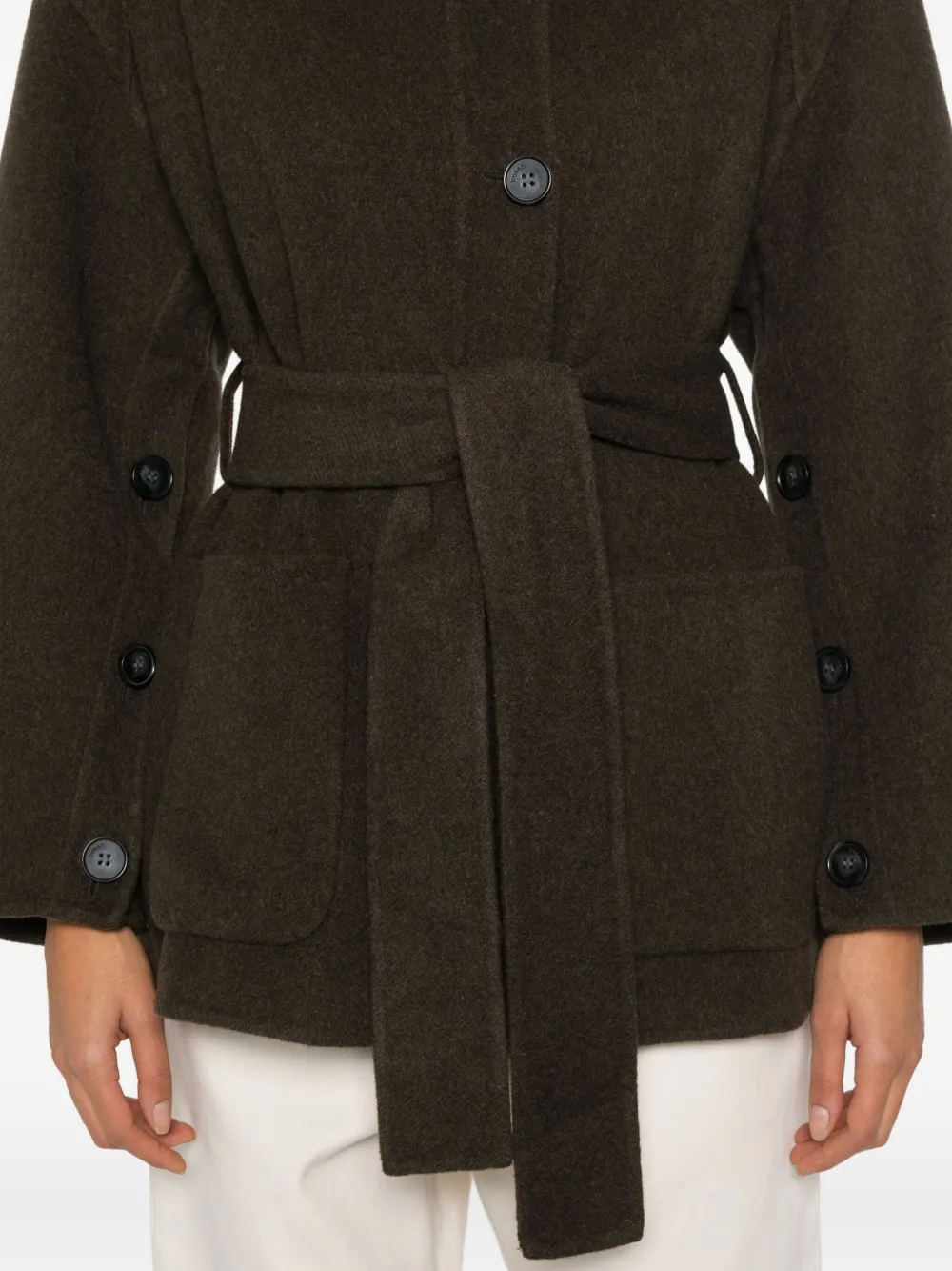 Ba&sh Belted Buttoned Jacket In Green