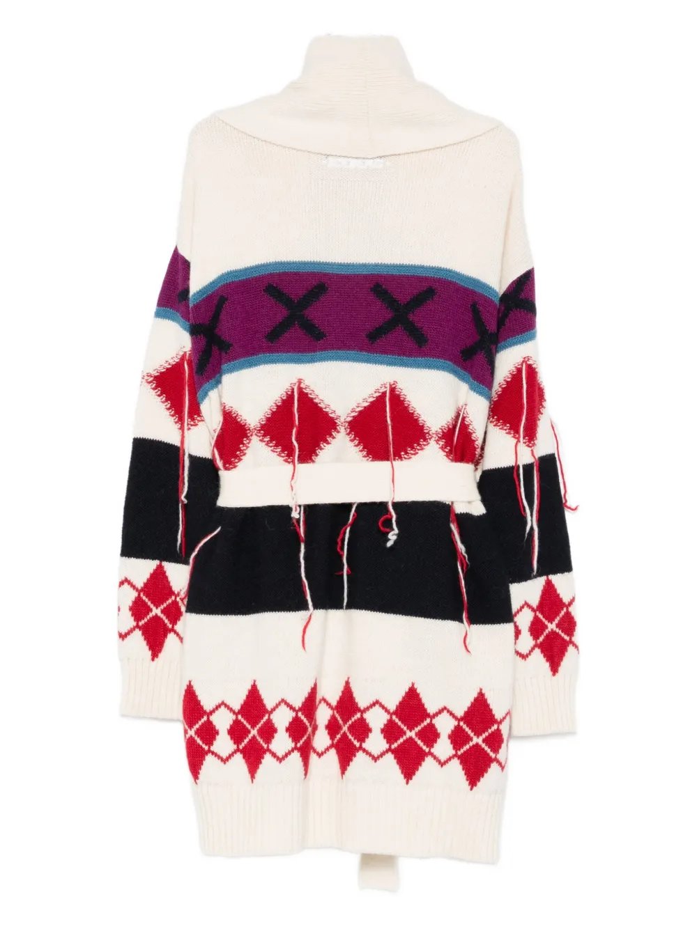 Iceberg Argyle-pattern Tie Cardigan In White