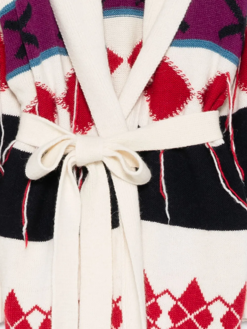 Iceberg Argyle-pattern Tie Cardigan In White