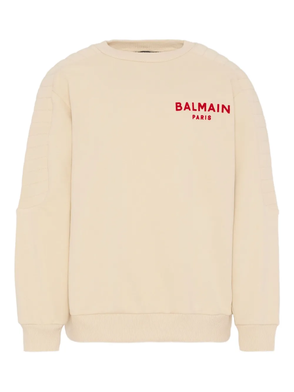 Balmain Kids Geribbelde sweater met logo Beige