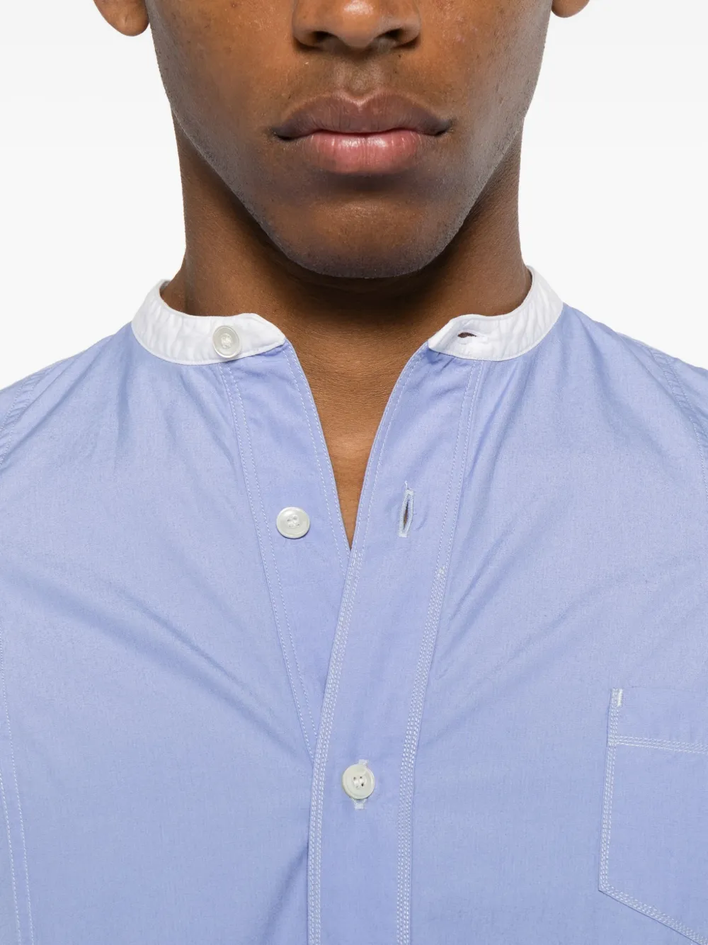 Pre-owned Junya Watanabe 2015 Collarless Shirt In Blue