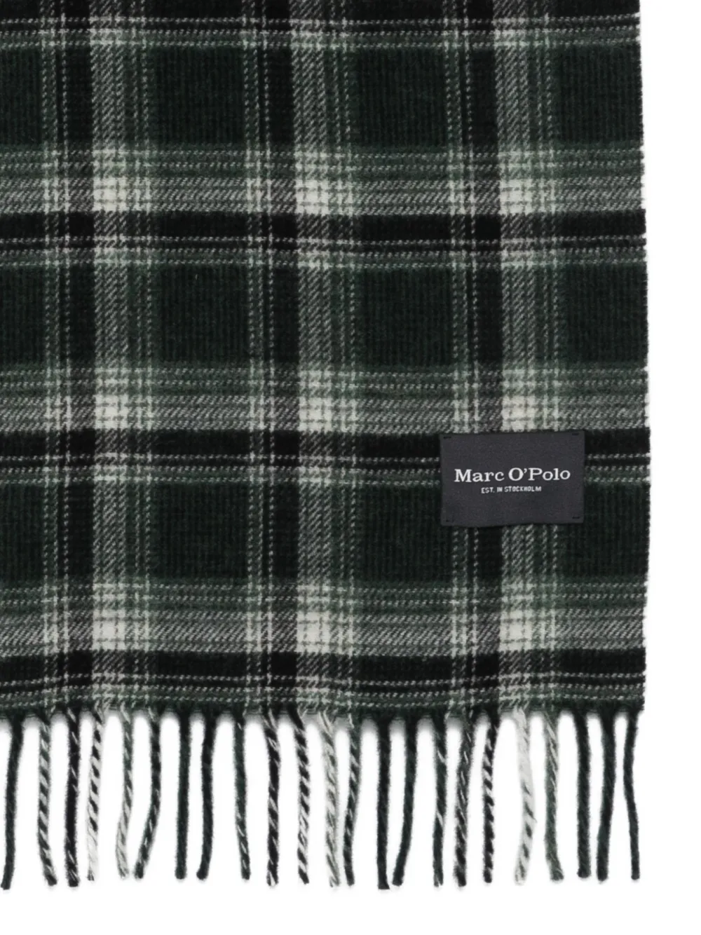 Marc O'Polo checked fringed scarf - Groen