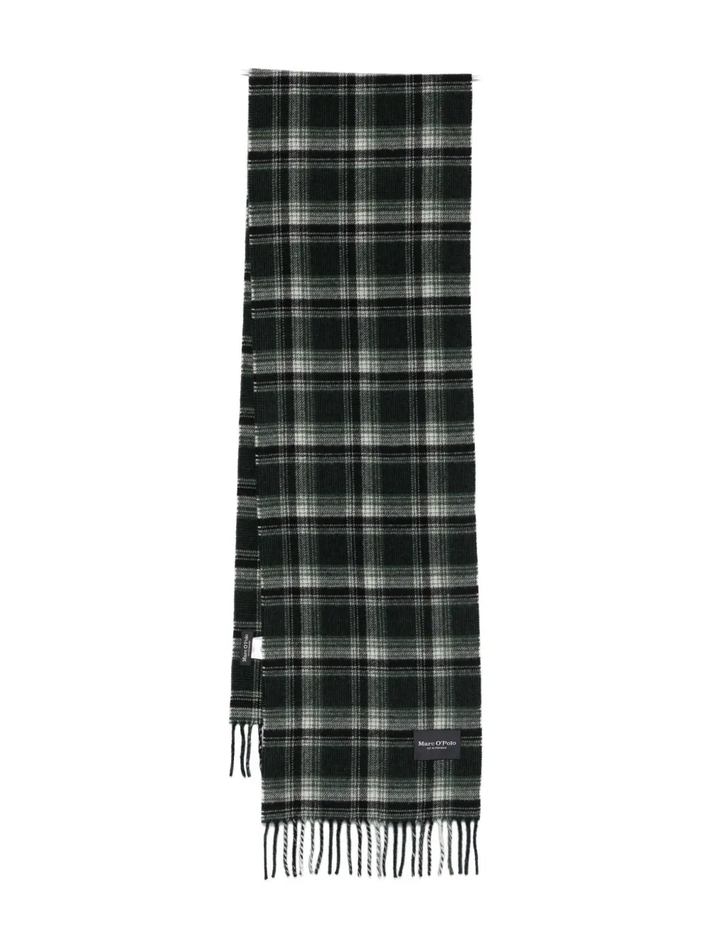 Marc O'polo Checked Fringed Scarf In Black