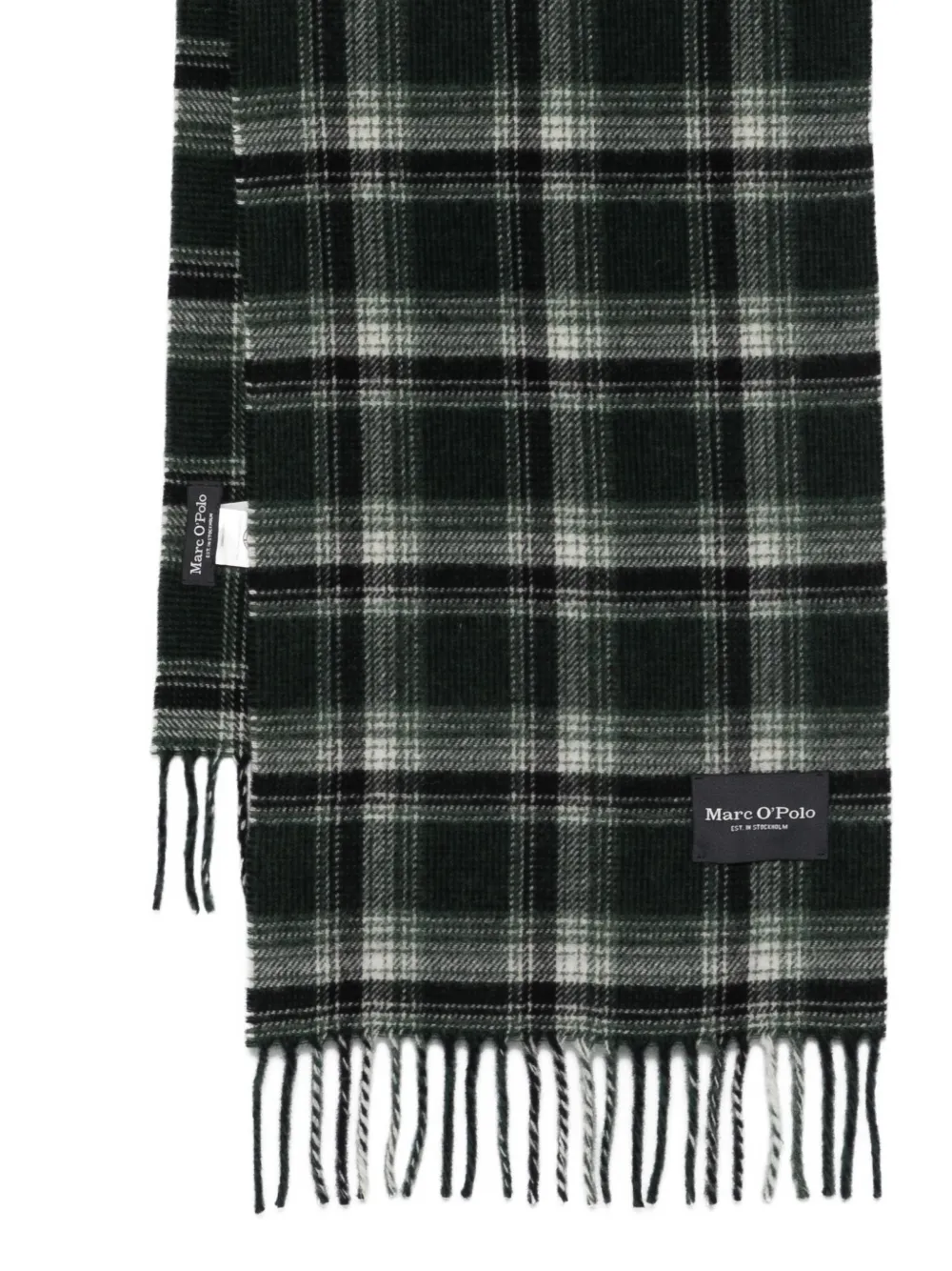 Marc O'polo Checked Fringed Scarf In Black