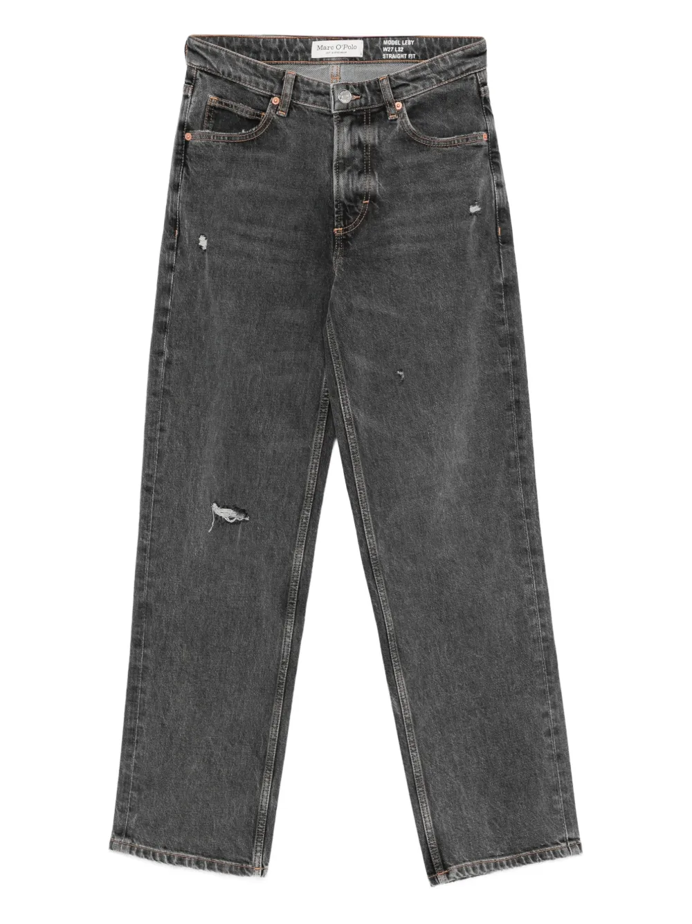 Marc O'polo Distressed Straight Jeans In Gray
