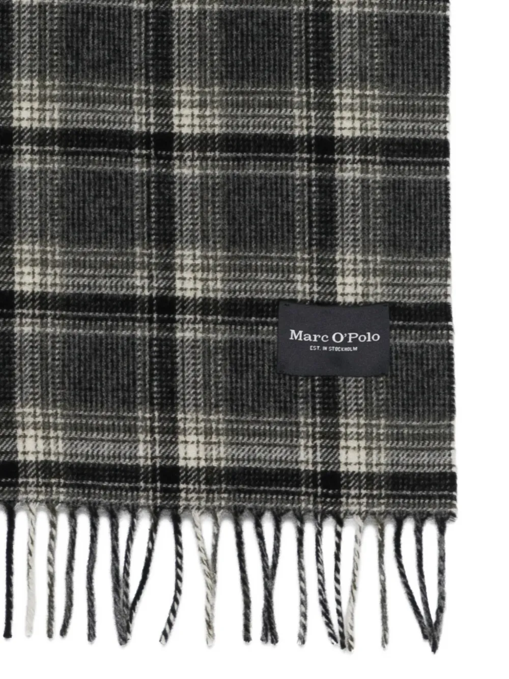 Marc O'Polo checked fringed scarf - Grijs