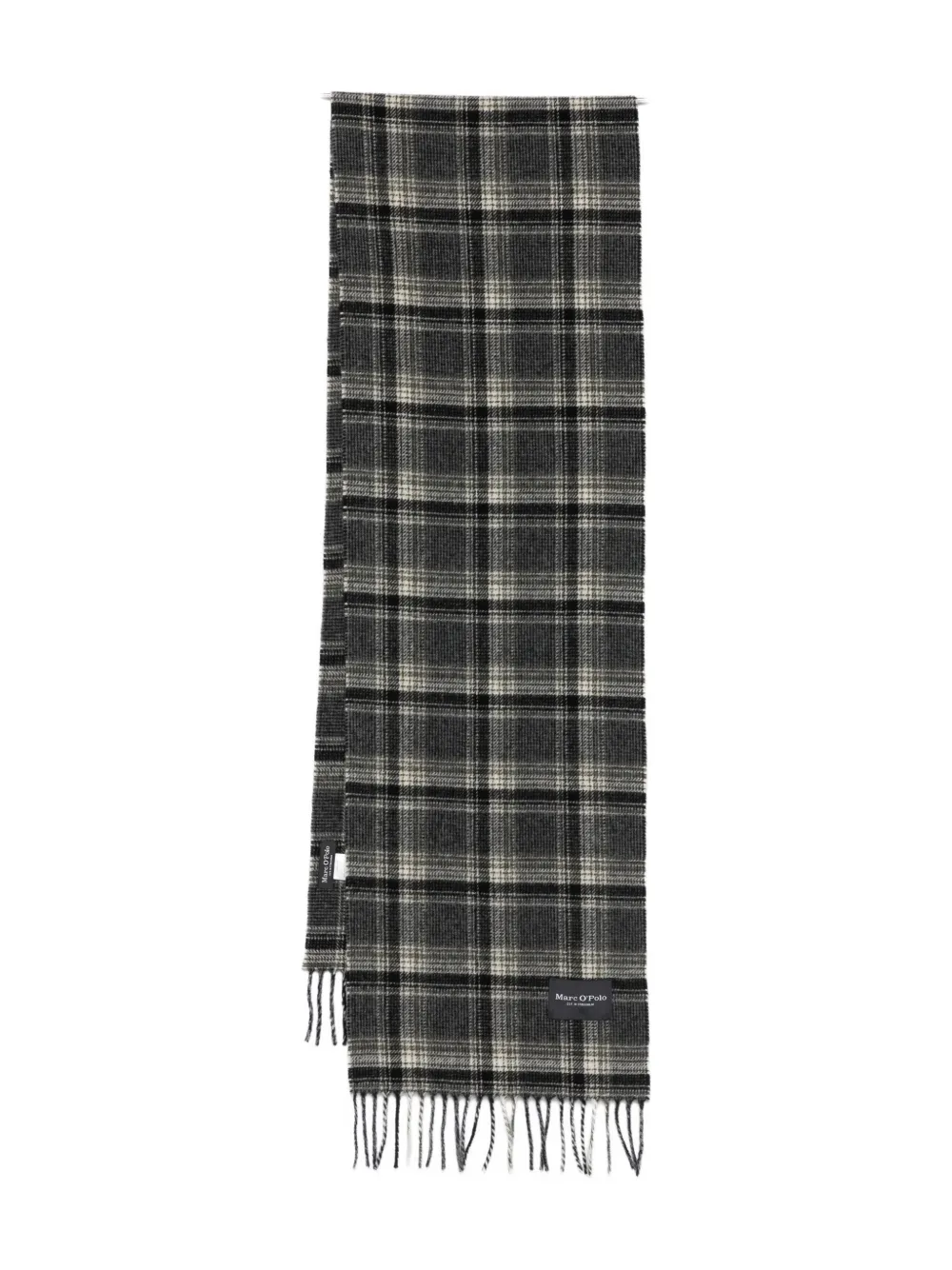 Marc O'Polo checked fringed scarf | Grey | Image 1
