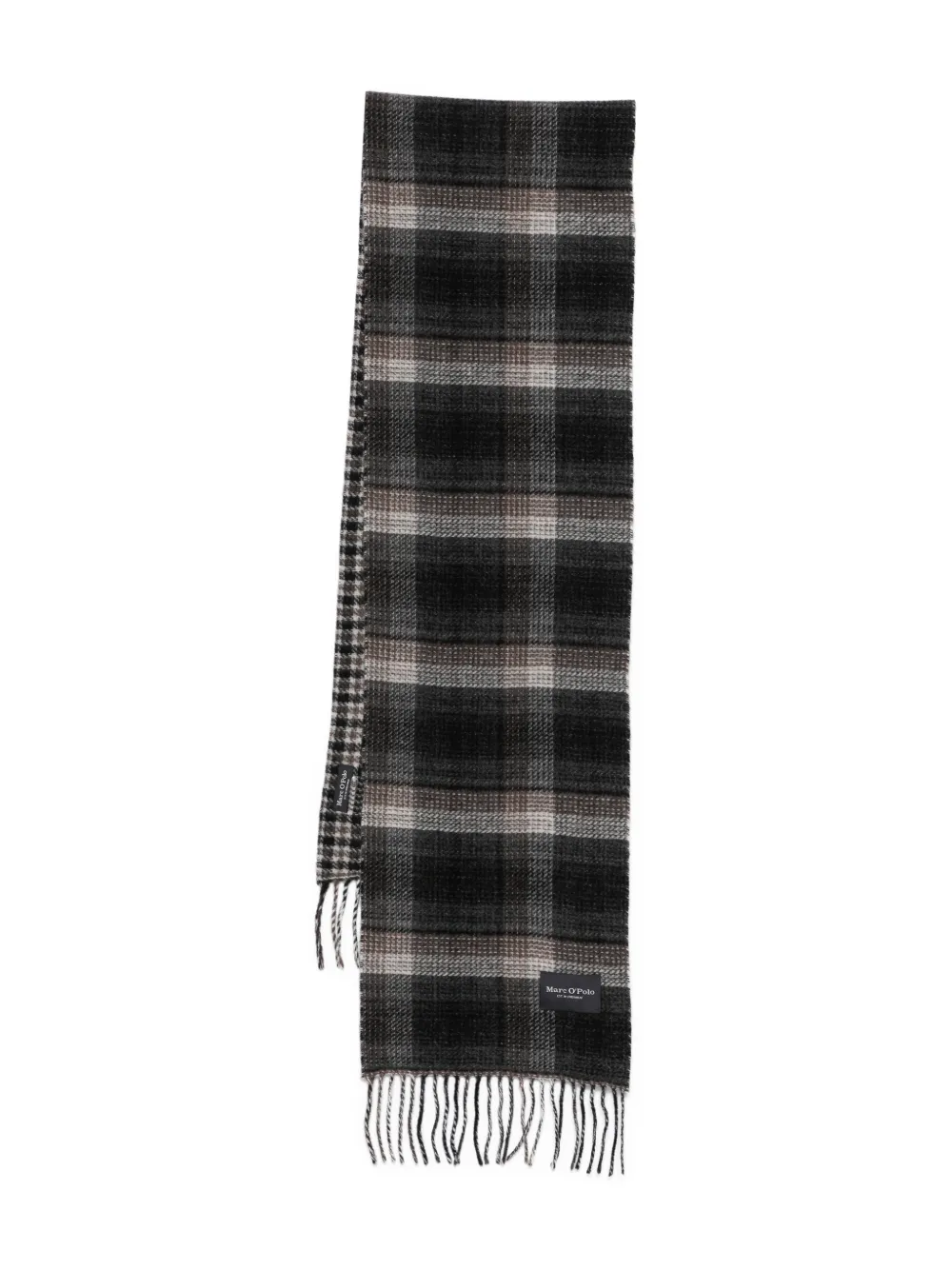 Marc O'Polo checked fringed scarf | Grey | Image 1