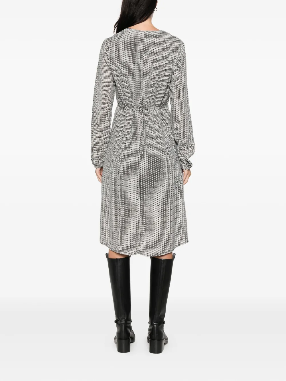 Marc O'Polo Midi-jurk met V-hals en patroon Wit