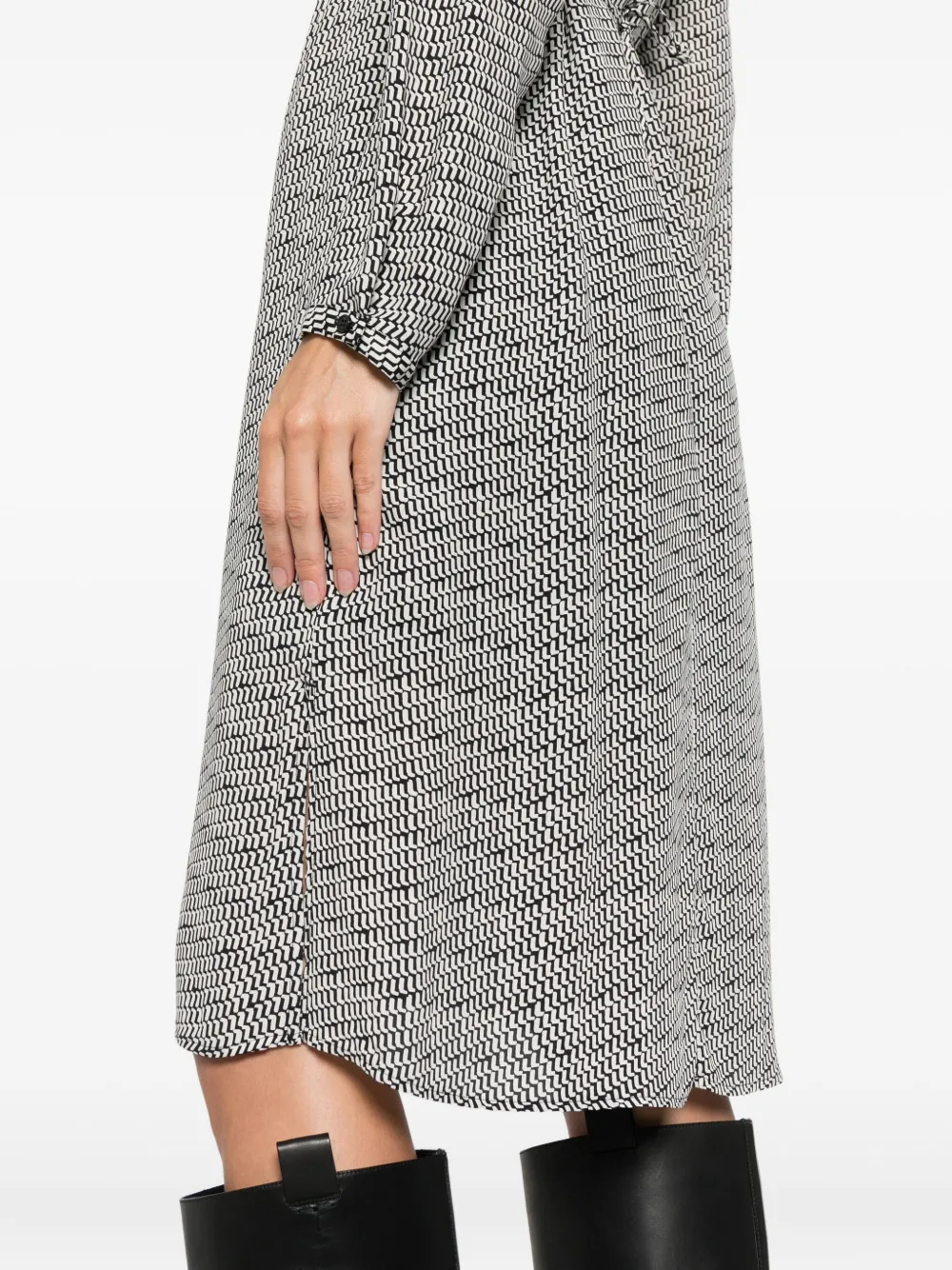 Marc O'Polo Midi-jurk met V-hals en patroon Wit