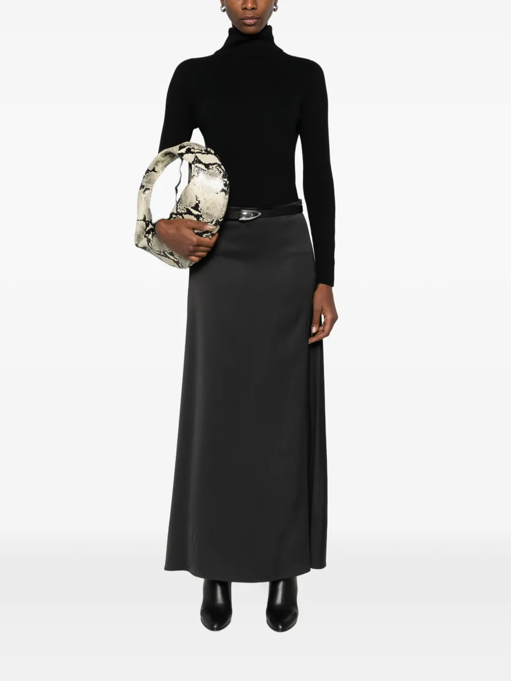 Marc O'polo Satin Maxi Skirt In Black