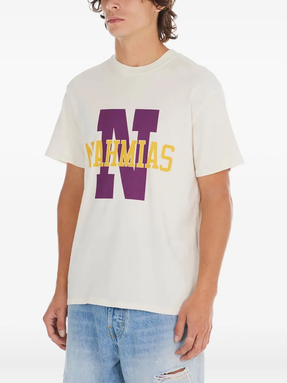 Nahmias T-shirt met ronde hals - Beige