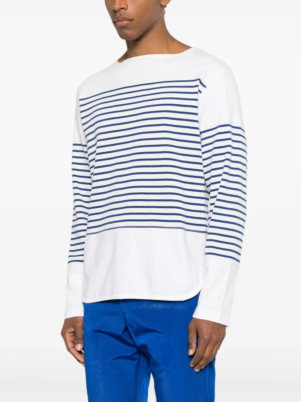 Pre-owned Junya Watanabe 2019 Striped Long Sleeve Top In White