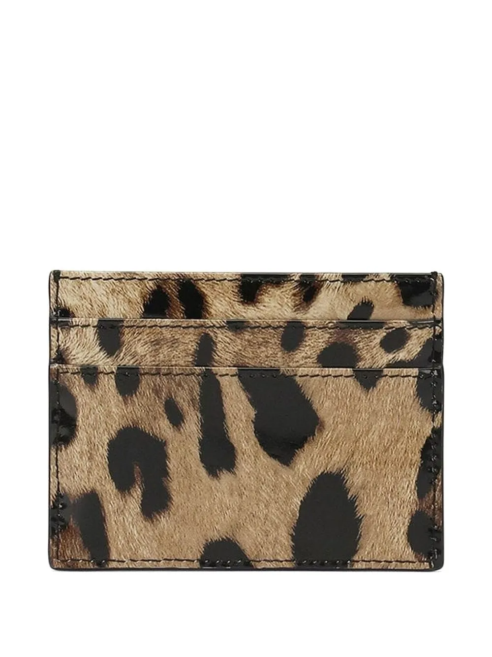 Dolce & Gabbana Leopard-print Logo-plaque Card Holder In Brown
